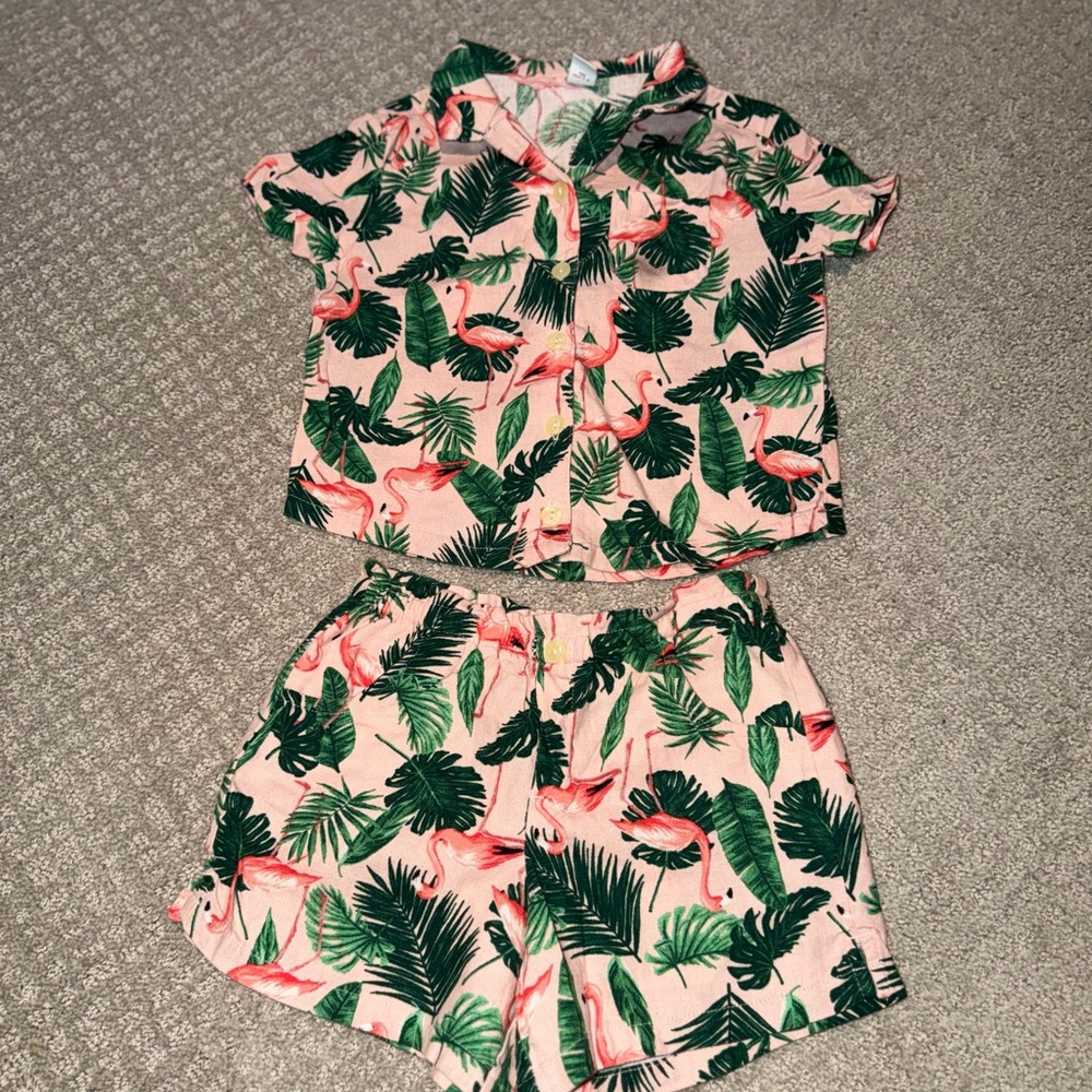Kids Tropical Flamingo Matching Set Size 5T - Picture 3 of 8